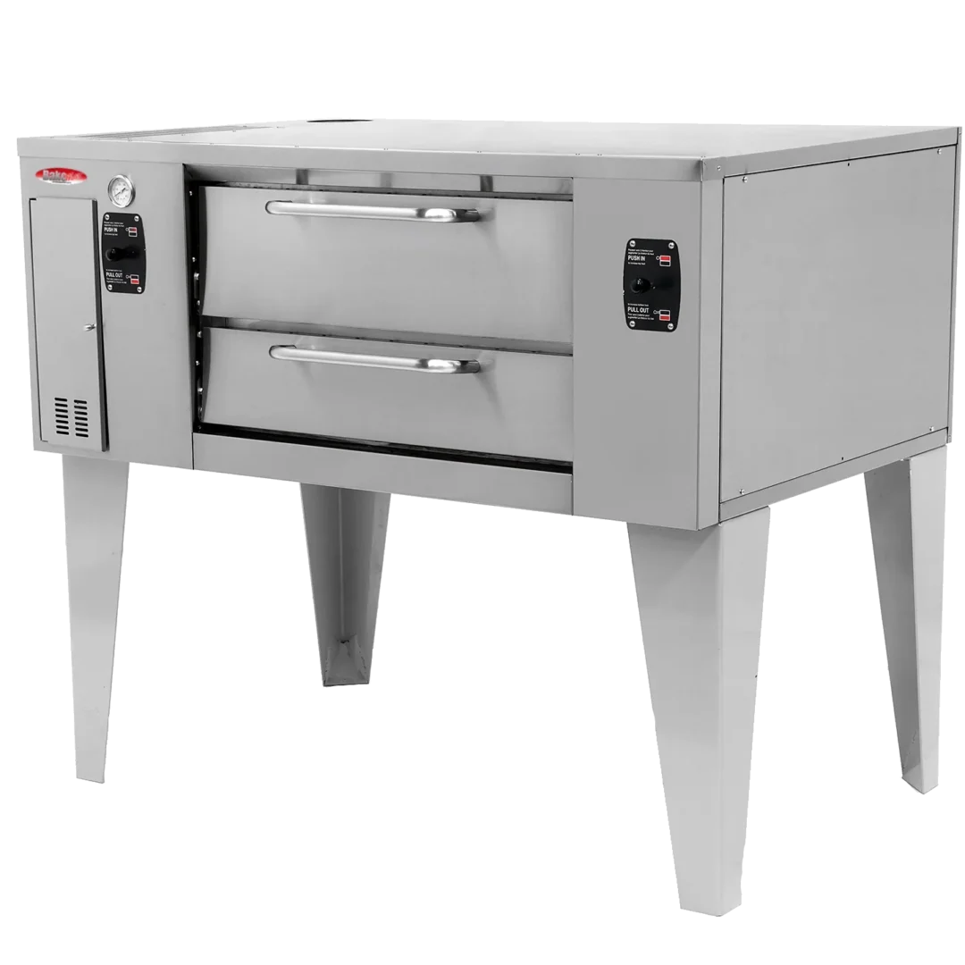 BakeMax BMBPD125 66” Gas Pizza Stone Deck Oven – Stainless Steel, Floor Model, Double Hearth Stones