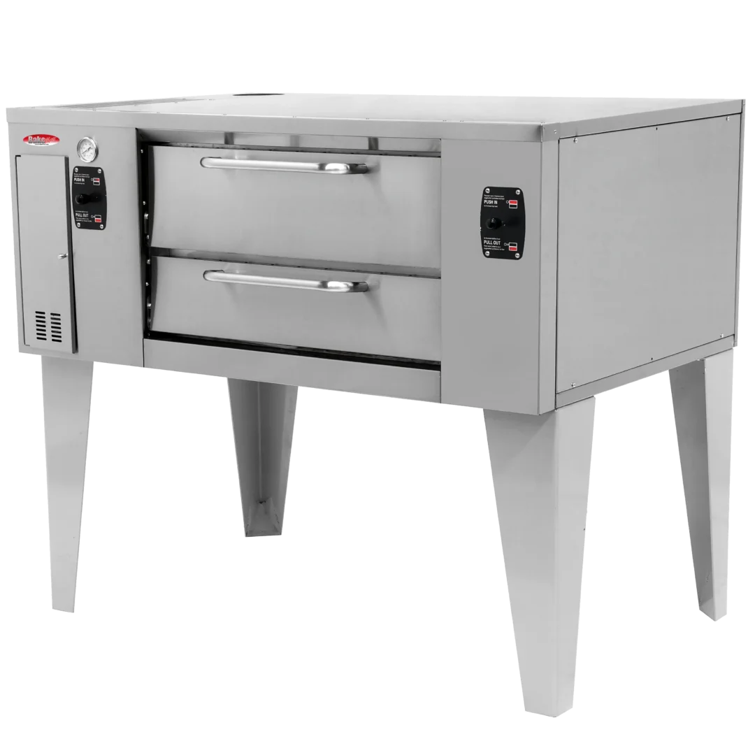 BakeMax BMBPD915 55” Gas Pizza Stone Deck Oven – Stainless Steel, Floor Model, Double Hearth Stones