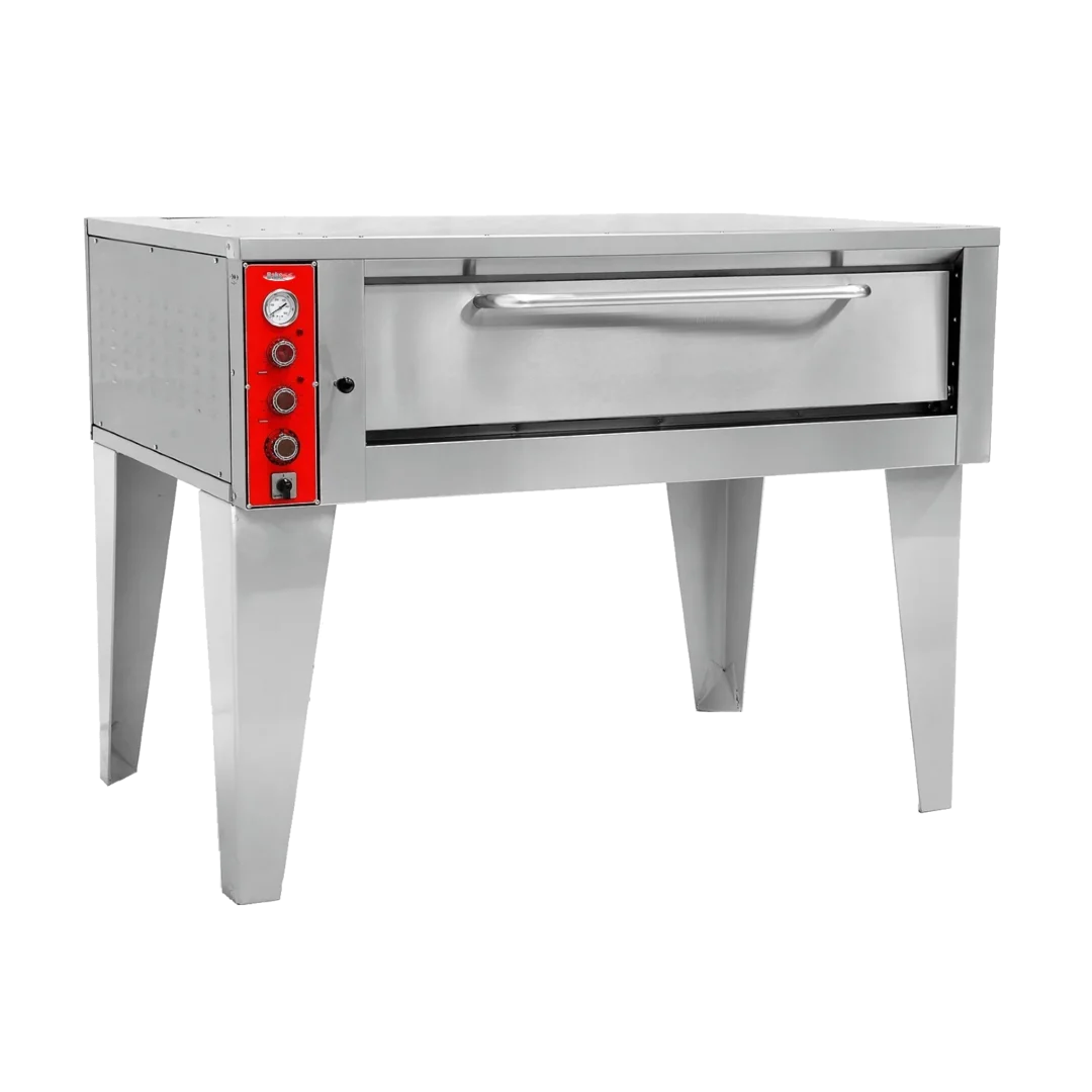 BakeMax BMBPEB915 51” Electric Stone Hearth Deck Pizza Oven – Stainless Steel, Single Deck, 90 Pizzas/Hou