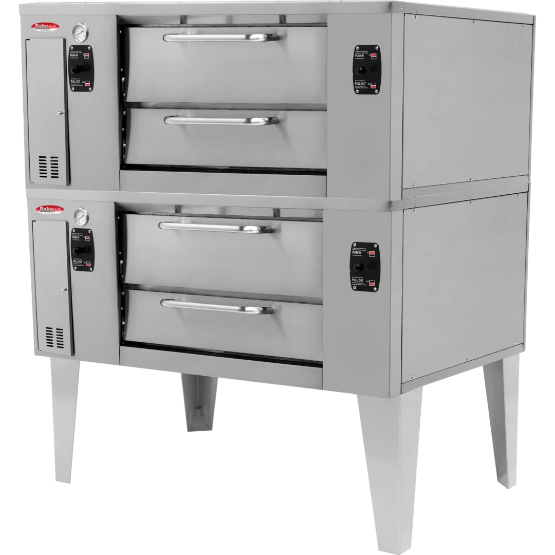 BakeMax BMBPD125 66” Gas Pizza Stone Deck Oven – Stainless Steel, Floor Model, Double Hearth Stones