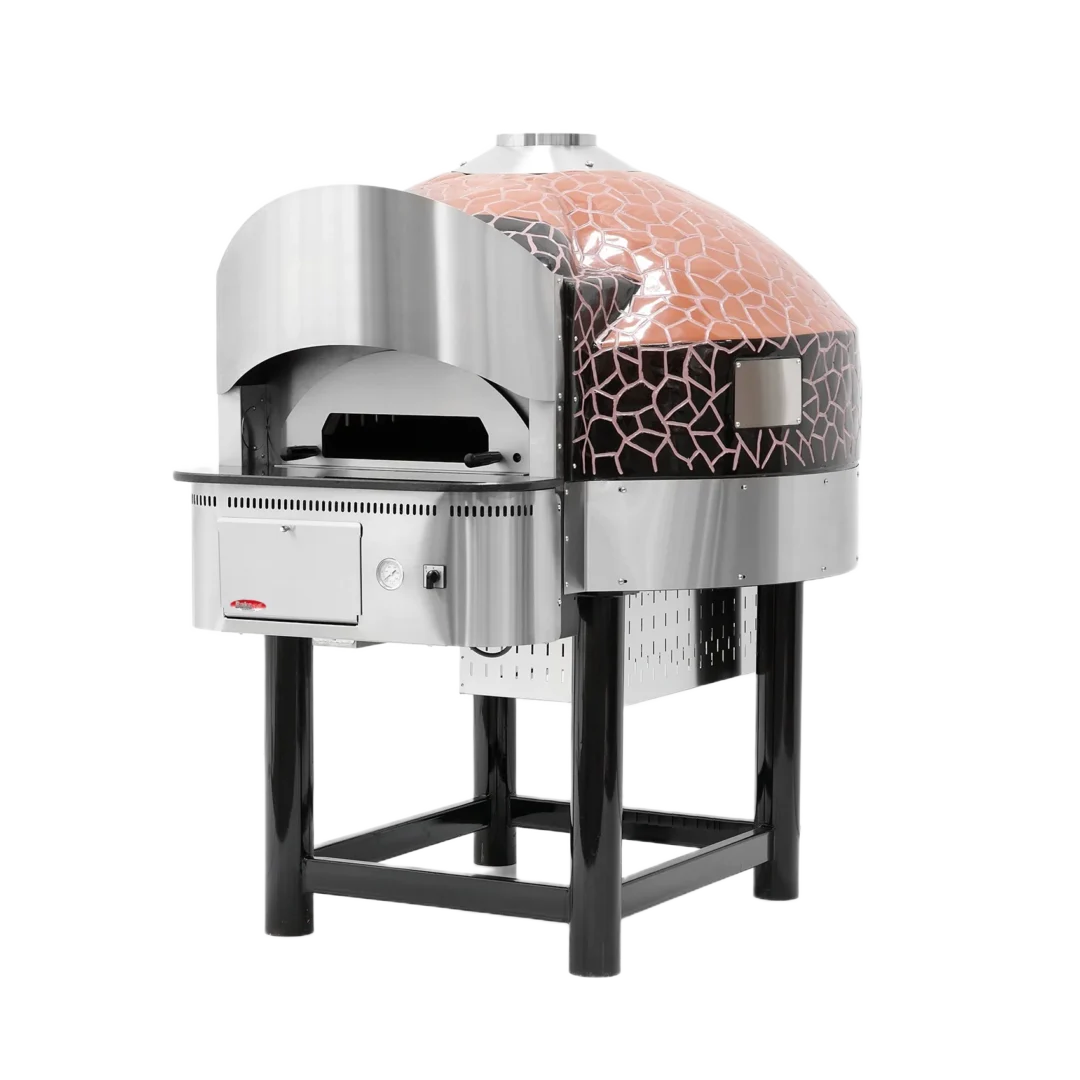 BakeMax BMSPO04 Commercial Gas Rotating Pizza Oven – Stainless Steel, 75 Pizzas/Hour