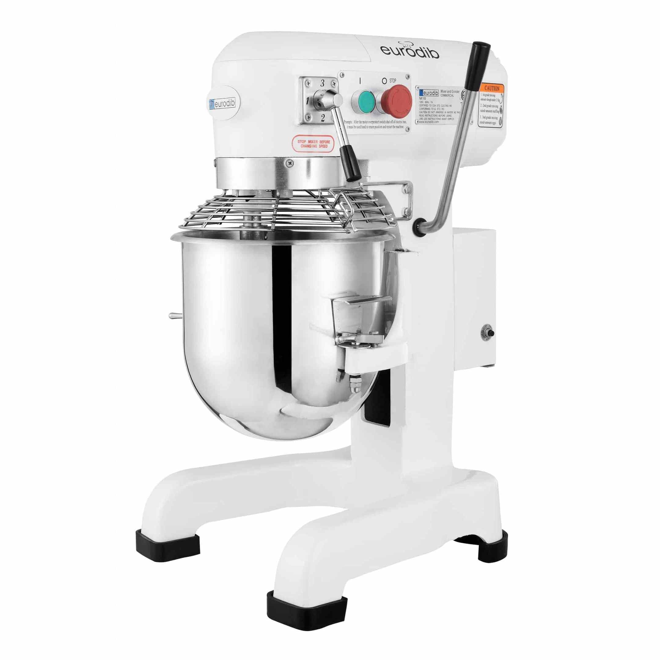 Eurodib M10-ETL 10 Qt. Planetary Mixer with Stainless Steel Bowl, Hook, Whip & Beater
